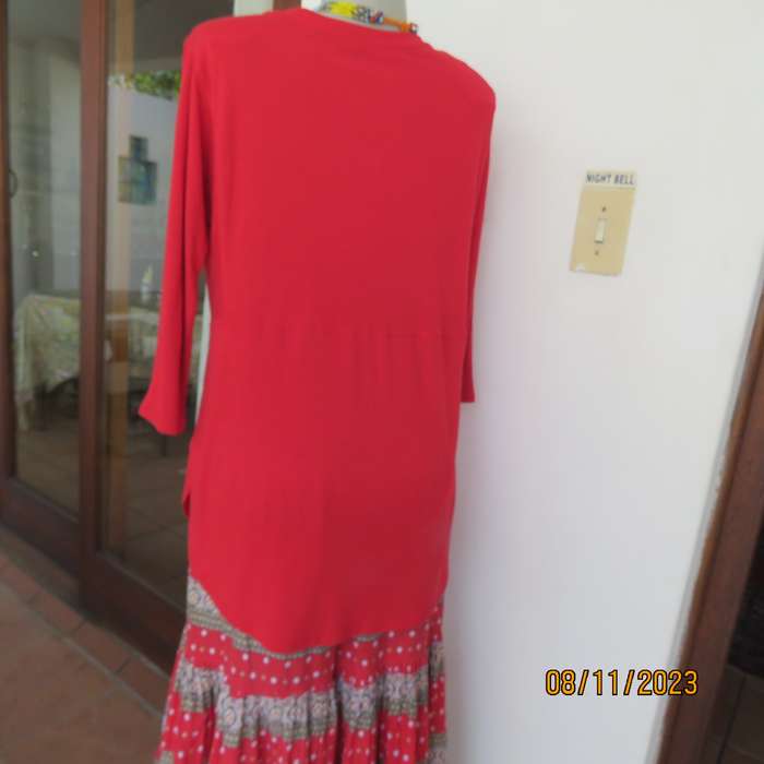 EDITION cherry red slip over V neck poly-viscose top. Size 36. Some stretch.