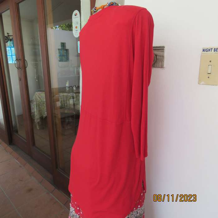 EDITION cherry red slip over V neck poly-viscose top. Size 36. Some stretch.