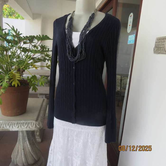 CHEROKEE navy cable knit long sleeve cardigan. Button down. Size 36