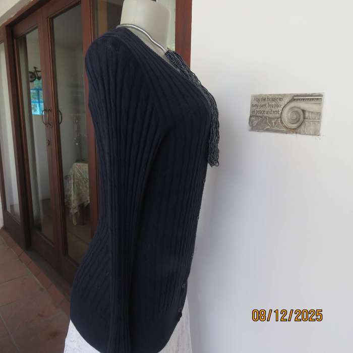 CHEROKEE navy cable knit long sleeve cardigan. Button down. Size 36