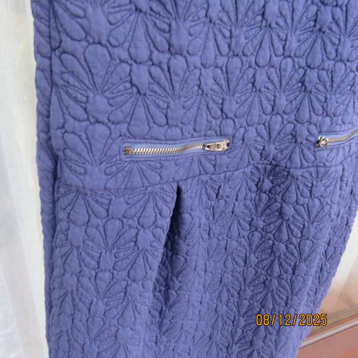 WOOLWORTS navy pinafore-dress with floral padding. For 13-14 year old