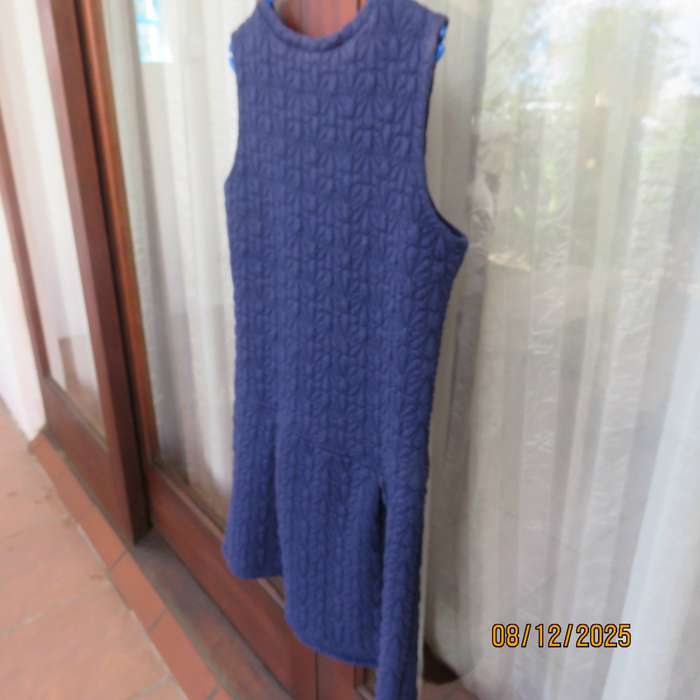 WOOLWORTS navy pinafore-dress with floral padding. For 13-14 year old