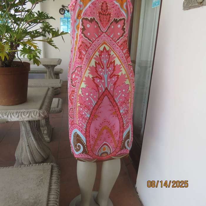 WOOLWORTHS bohemian style strappy dress in pink-orange-blue shades. Size 38