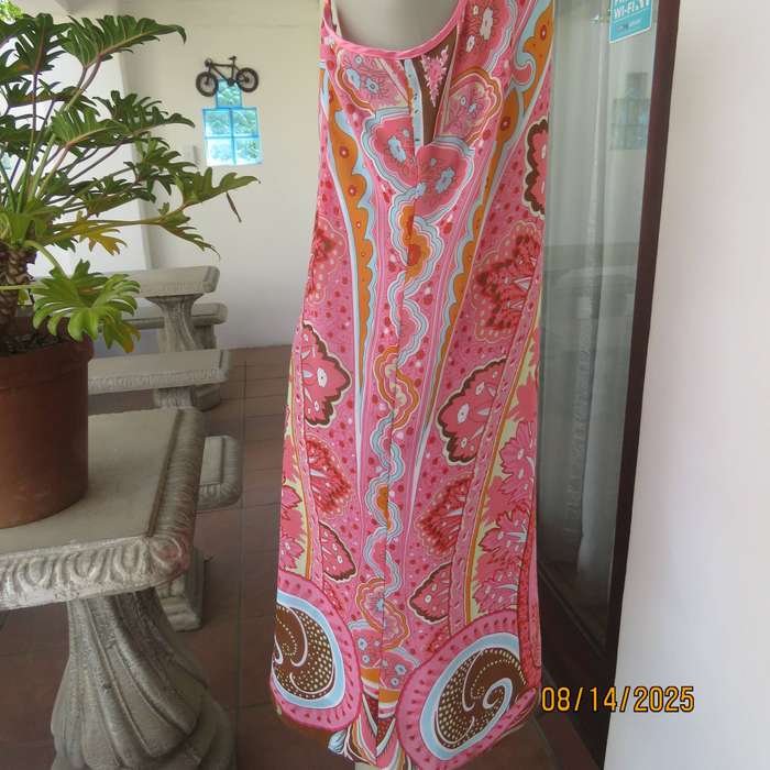 WOOLWORTHS bohemian style strappy dress in pink-orange-blue shades. Size 38
