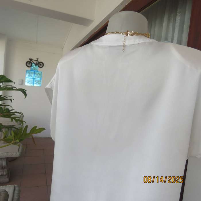 White satin polyester slip over top with banded V front size 36
