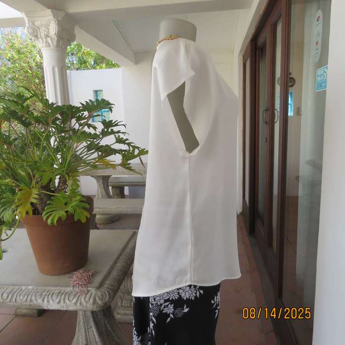 White satin polyester slip over top with banded V front size 36