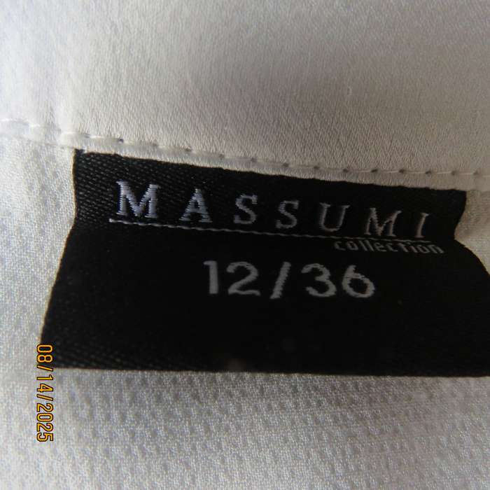 White satin polyester slip over top with banded V front size 36