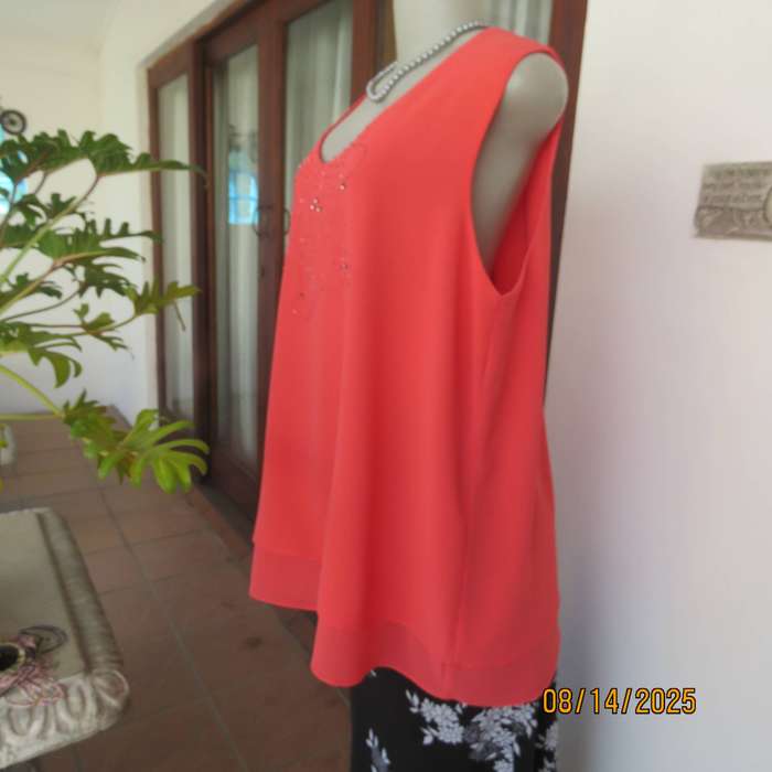 DIVANE crimson 2 layer sleeveless embellished top size 42. Sheer polyester.