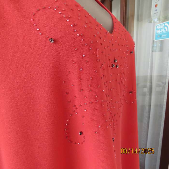 DIVANE crimson 2 layer sleeveless embellished top size 42. Sheer polyester.