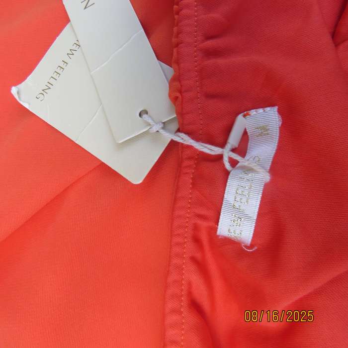 Tangerine free falling sheer polyester one shoulder dress -asymmetrical seamline. Size 38
