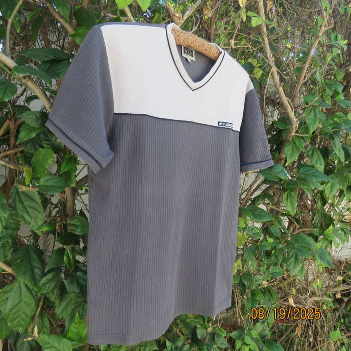 TRUWORTHS Man anchor grey short sleeve T shirt. Silvergrey yoke. Size medium.