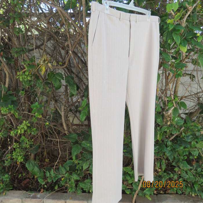 SERVUS beige-white fine check stretch polyester men's pants size 40.