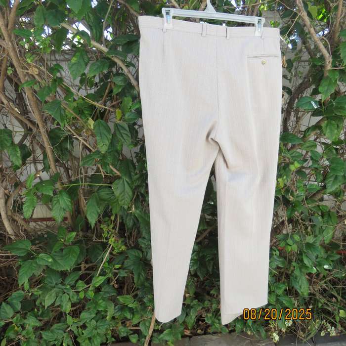 SERVUS beige-white fine check stretch polyester men's pants size 40.
