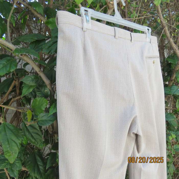 SERVUS beige-white fine check stretch polyester men's pants size 40.