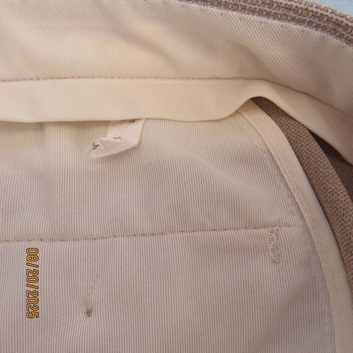 SERVUS beige-white fine check stretch polyester men's pants size 40.