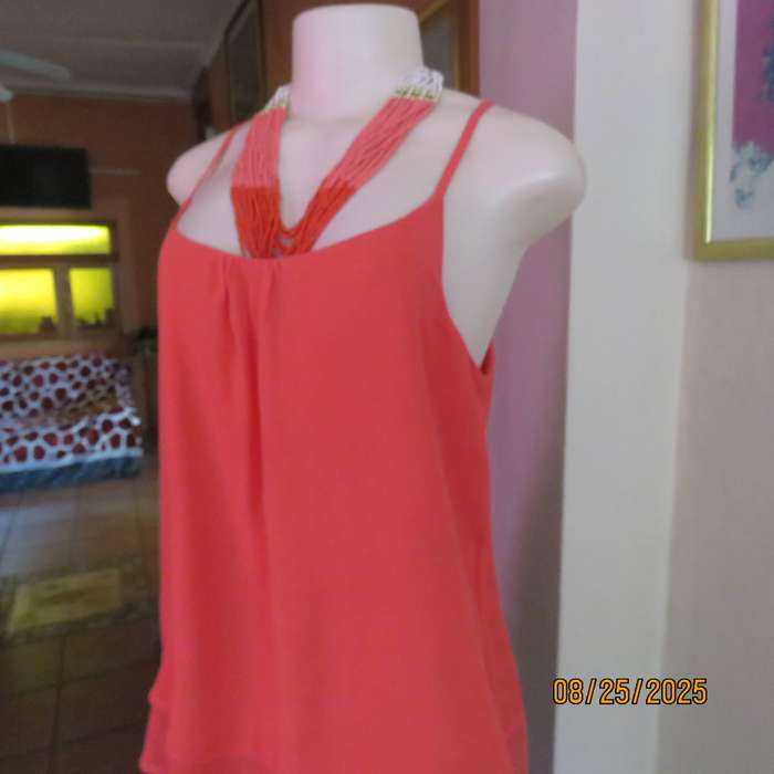 EXACT summer strappy top in crimson sheer polyester. 2 layers. Size 36