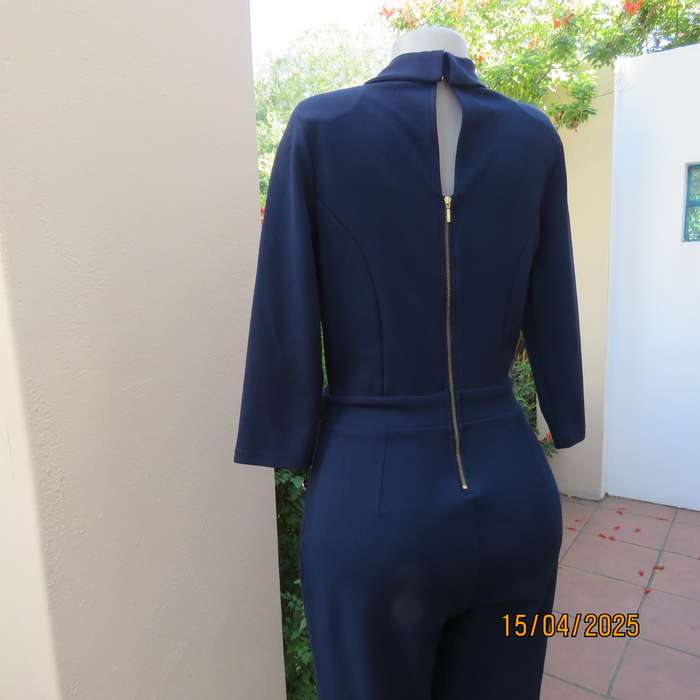 SISSY BOY smart navy jumpsuit in stretch polyester. Size 36. Zip at back. AS new