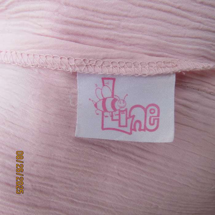 B LINE sorbet pink vertical crinkled polyester pants with elasticated waist. Size 40
