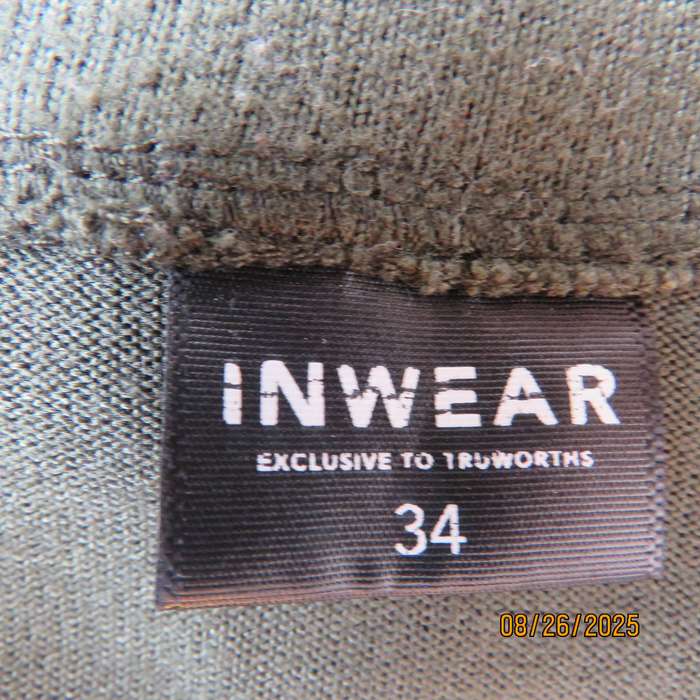 INWEAR slip over seaweed green woven stretch polyester top-dress. Size 34
