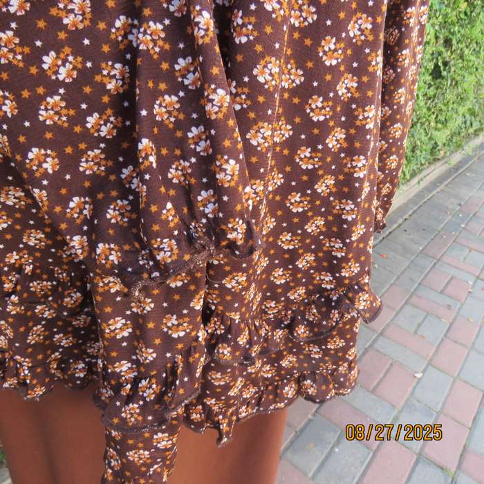 MILADY'S long brown slip over long sleeve empire style top. Size 38