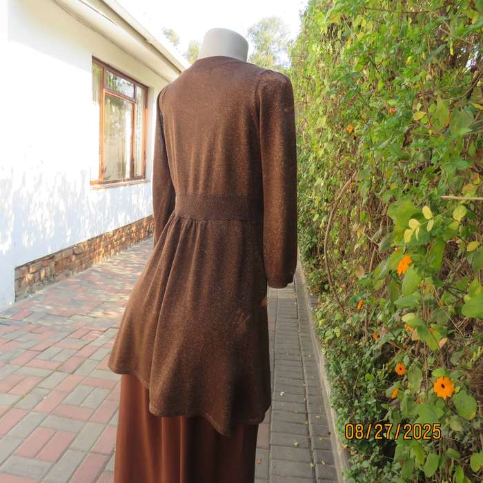 INWEAR golden brown stretch acrylic-gold lurex long sleeve long top-mini dress. Size 34