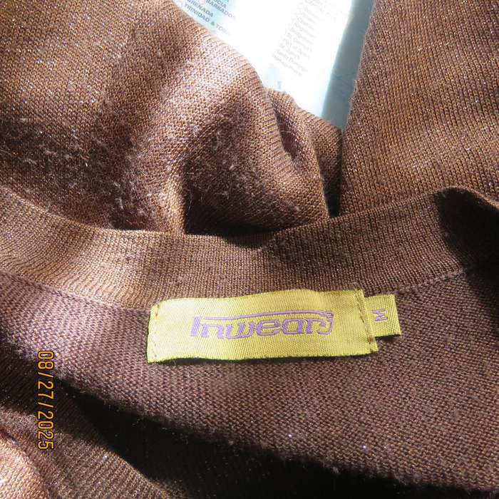 INWEAR golden brown stretch acrylic-gold lurex long sleeve long top-mini dress. Size 34
