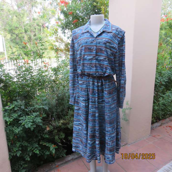 RUTH REED long sleeve textured stretch polycotton vintage ankle length dress. Size 42.