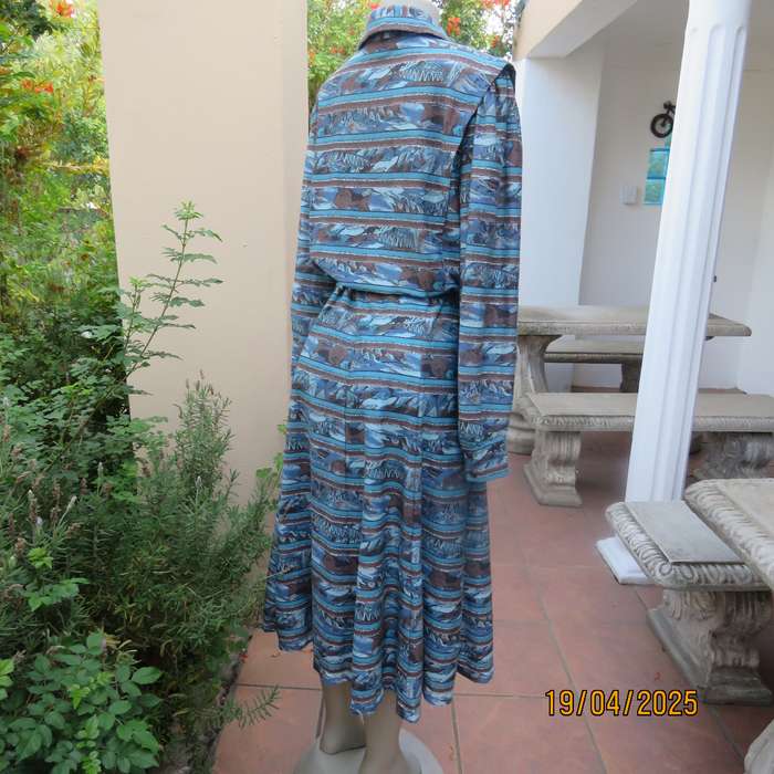 RUTH REED long sleeve textured stretch polycotton vintage ankle length dress. Size 42.