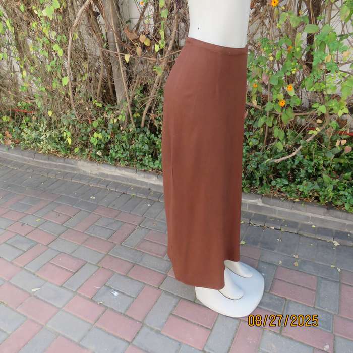 FOSHINI golden brown maxi viscose skirt with 6 button closure at side. Size 38