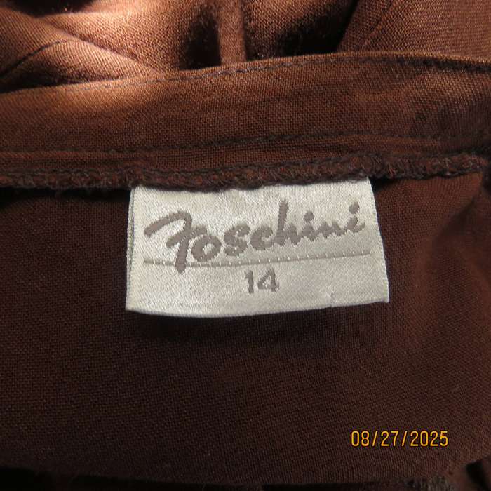 FOSHINI golden brown maxi viscose skirt with 6 button closure at side. Size 38
