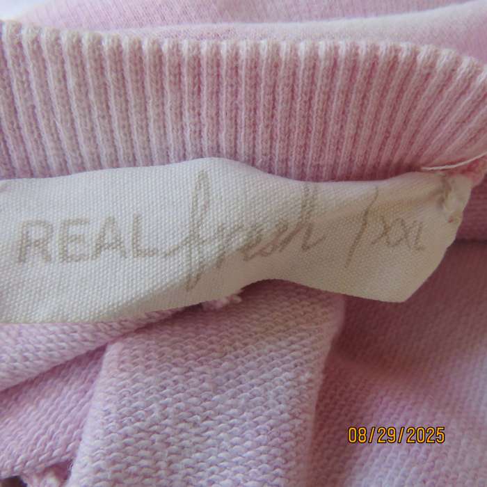 REAL Fresh white-pink marble pattern calf length long sleeve cotton top. Size 44