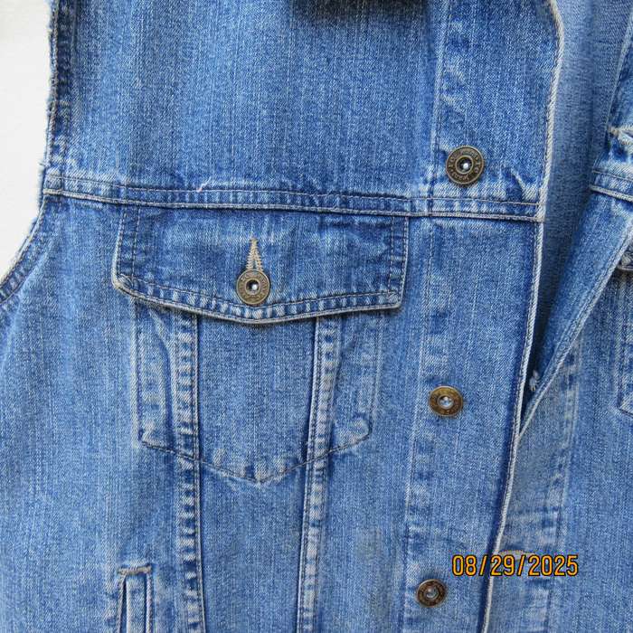 RE Jeans blue denim men's sleeveless jacket in pure cotton. Size Large.