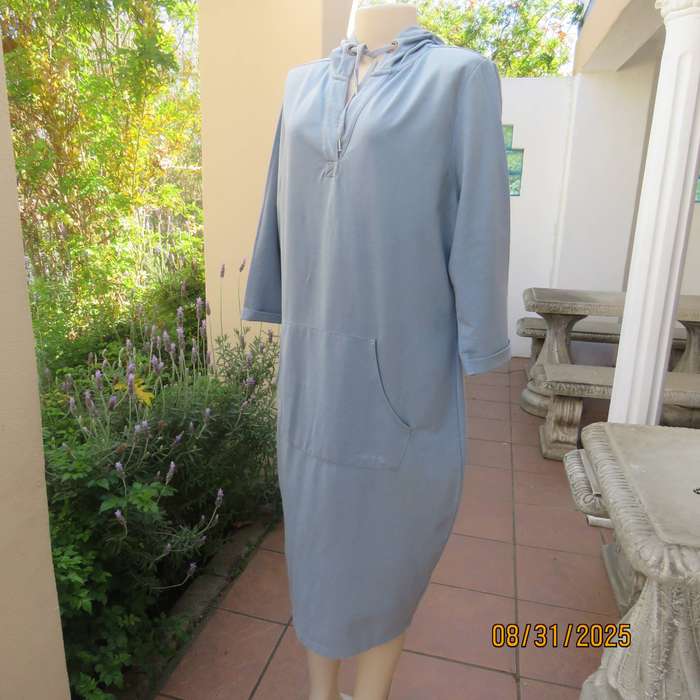 HEY BETTY light blue hooded long top-dress in polycotton size 42.