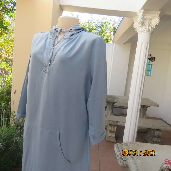 HEY BETTY light blue hooded long top-dress in polycotton size 42.