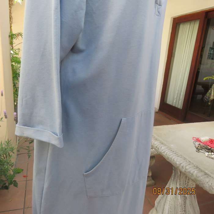 HEY BETTY light blue hooded long top-dress in polycotton size 42.