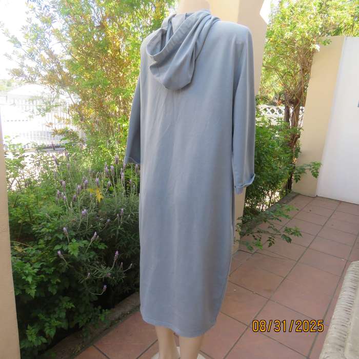 HEY BETTY light blue hooded long top-dress in polycotton size 42.