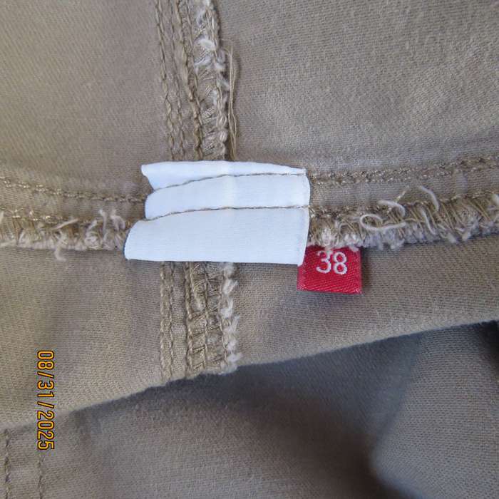 OUTBACK Red dark beige stretch cotton skirt with bibs and straps. Size 38