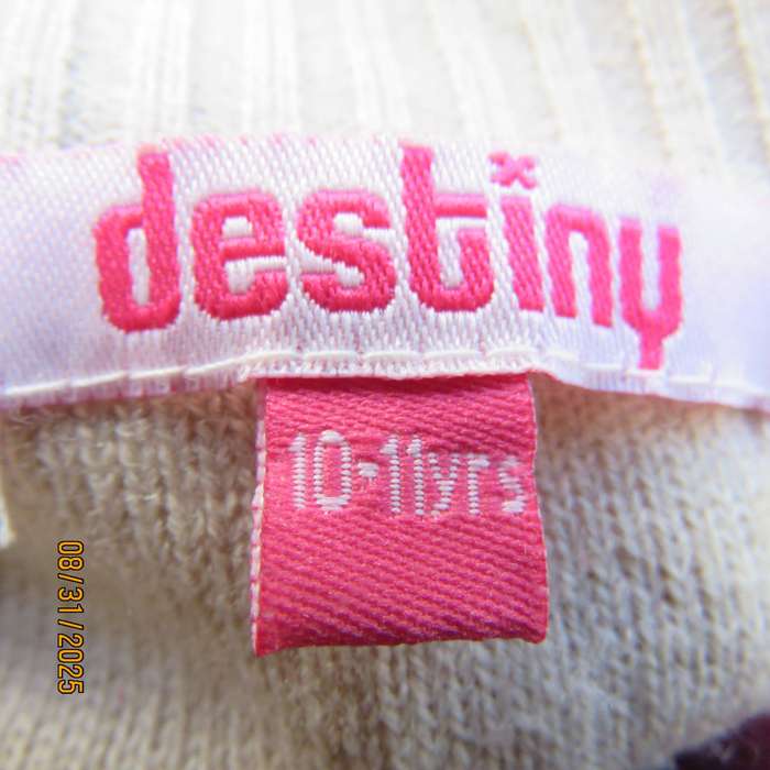 DESTINY beige acrylic knit long capped sleeve jacket for 10 to 11 year old girl.