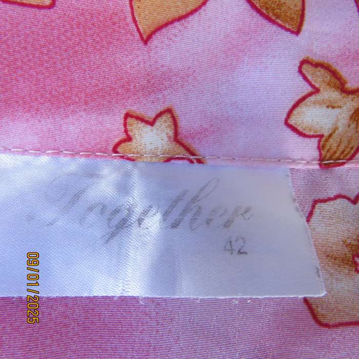 TOGETHER marble pink with apricot print button down top. Size 42