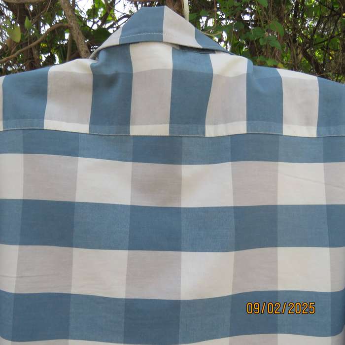 OAKRIDGE relaxed short sleeve blue-white check cotton shirt size XL
