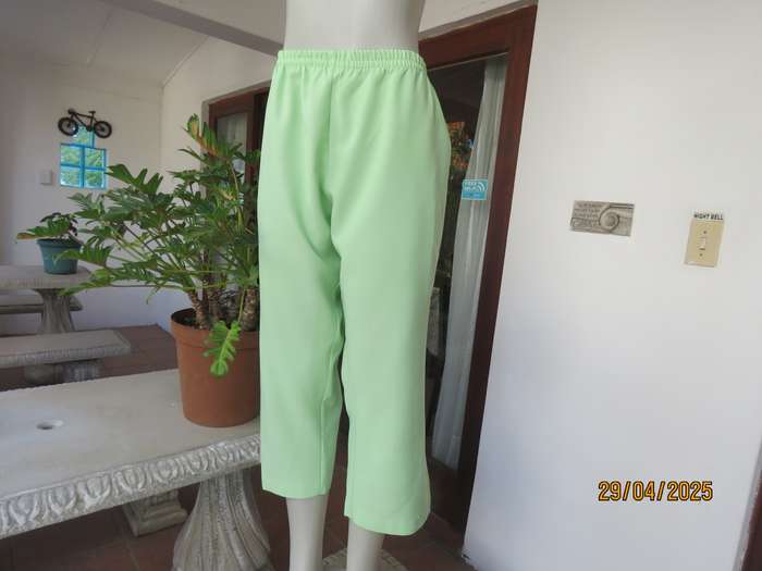 Mint green polyester ankle length pants size 42 with elasticated waist.