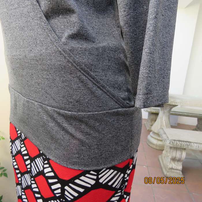 KARA mottled grey stretch polyester long sleeve fold over top. Size 36.