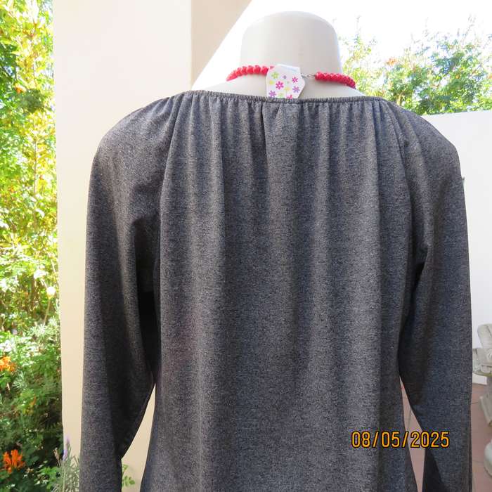 KARA mottled grey stretch polyester long sleeve fold over top. Size 36.