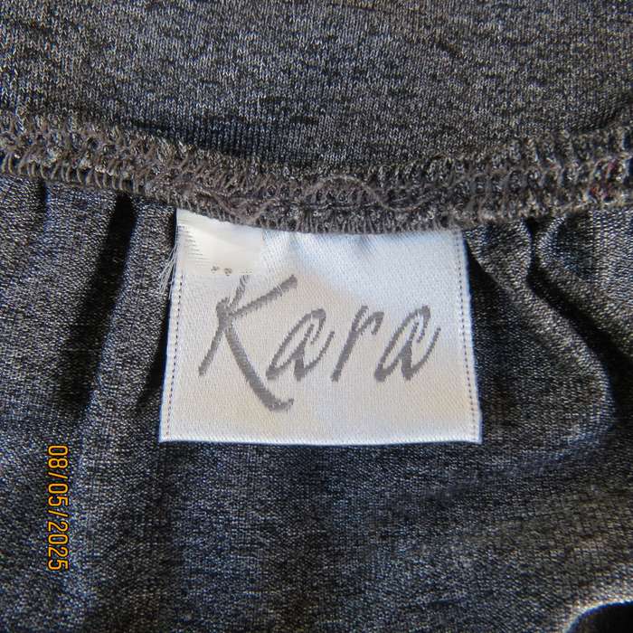 KARA mottled grey stretch polyester long sleeve fold over top. Size 36.