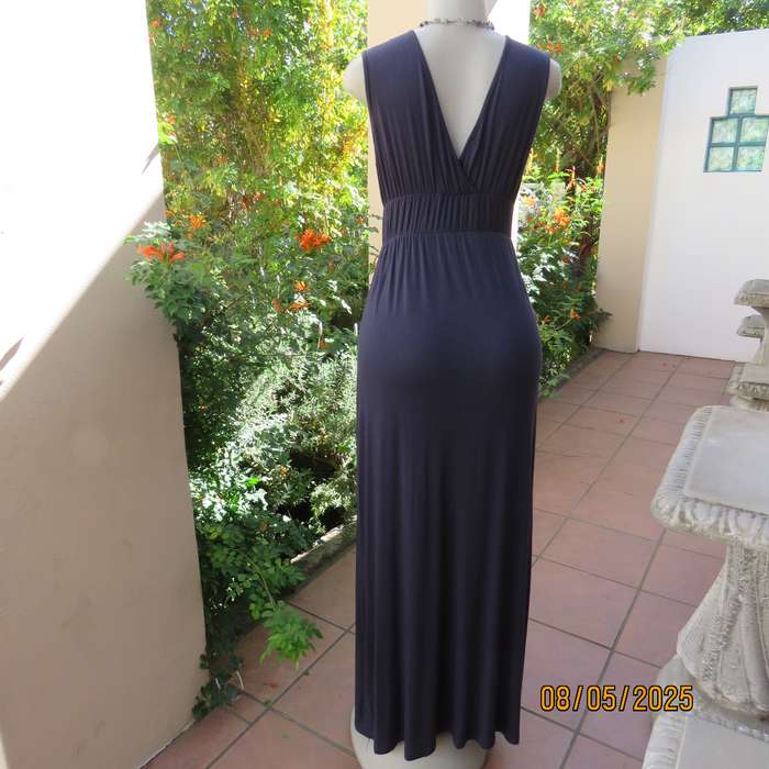 LIFESTYLE dark slate grey maxi dress in viscose stretch. Double elasticated waist. Size 34-36