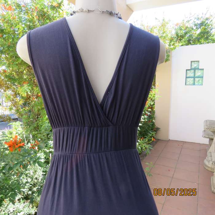 LIFESTYLE dark slate grey maxi dress in viscose stretch. Double elasticated waist. Size 34-36