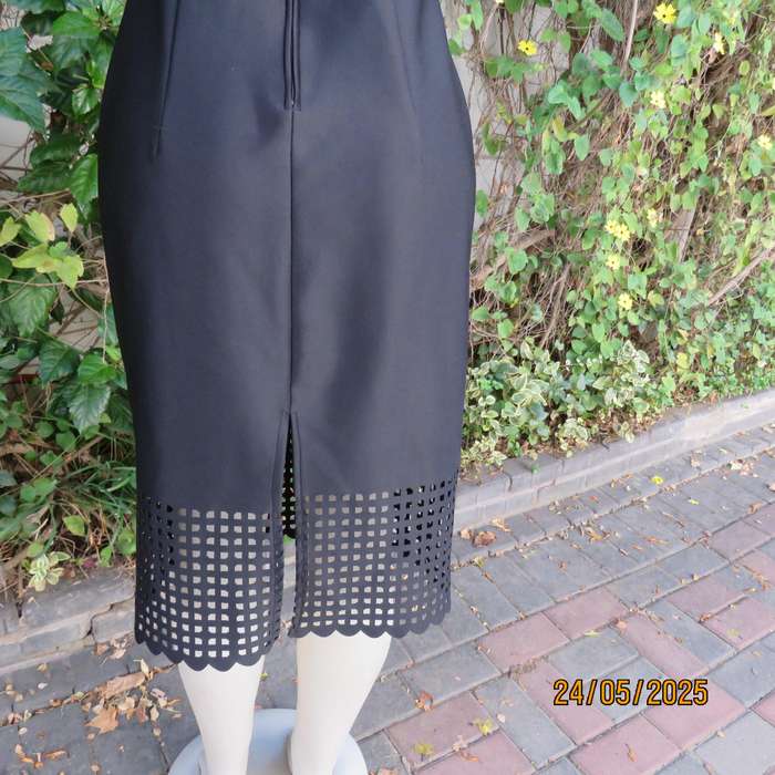 FOSHINI sleek black heavy stretch polyester sleeveless dress. Foldover neckline. Size 36