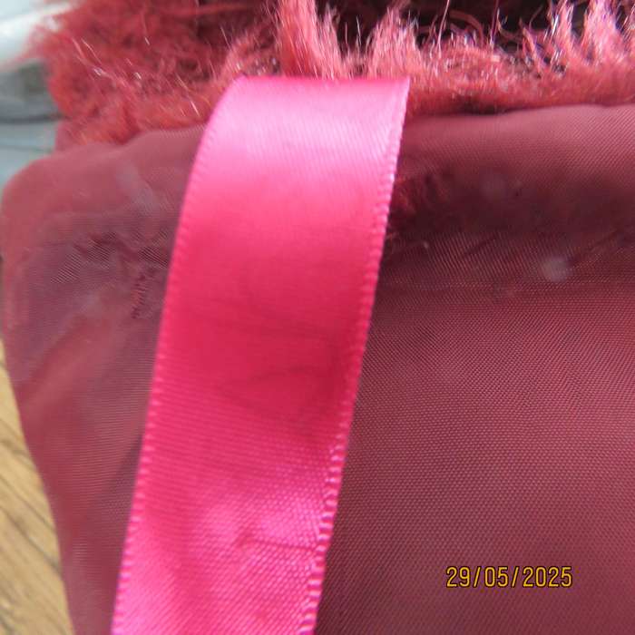 Burgundy faux fur polyester waistcoat with lining. Size 30 to 32. As new