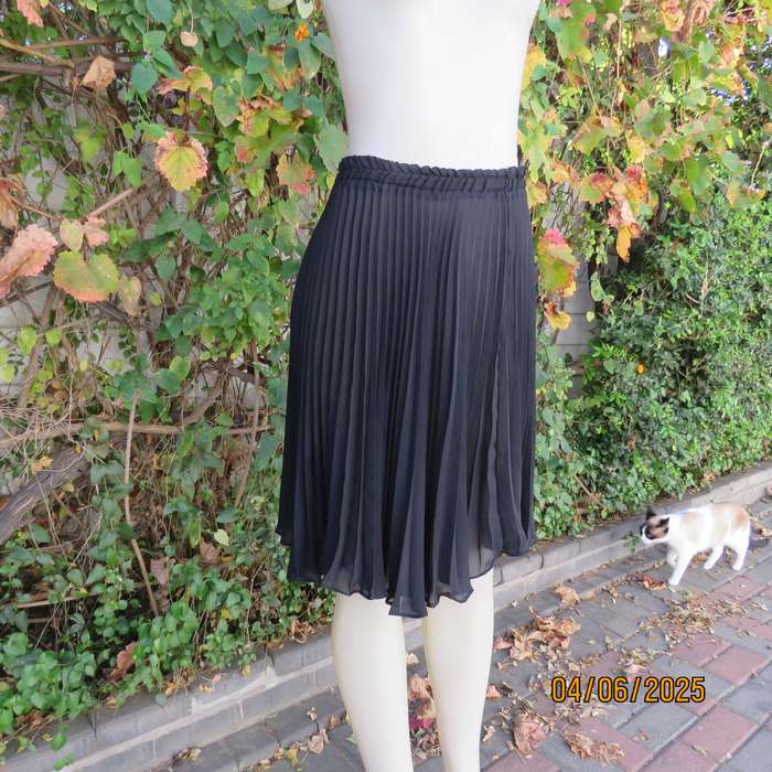 CASHWORTHS sheer polyester black permanent pleated skirt. Size 30. Elastic waist.
