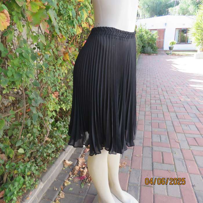 CASHWORTHS sheer polyester black permanent pleated skirt. Size 30. Elastic waist.
